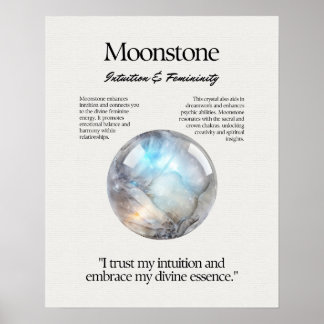 Moonstone Gem Crystal, meningskort Poster