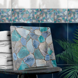 Moonstone, marmor och silver-mosaiska celler kakelplatta