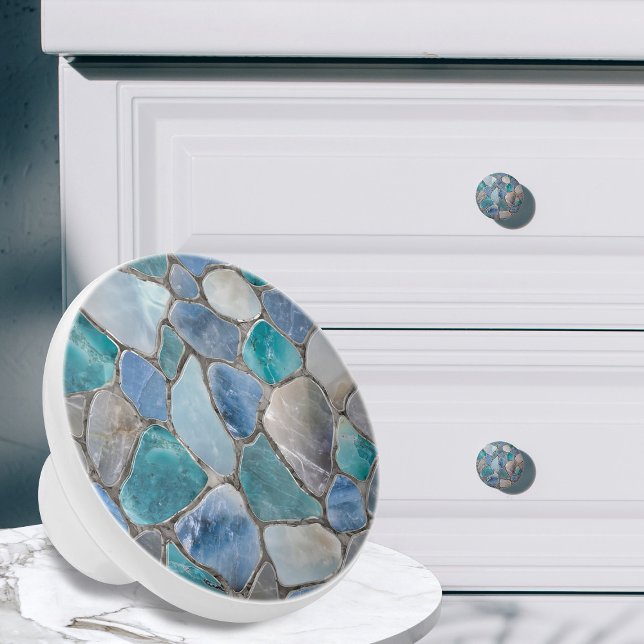 Moonstone, marmor och silver-mosaiska celler knopp (Skapare uppladdad)