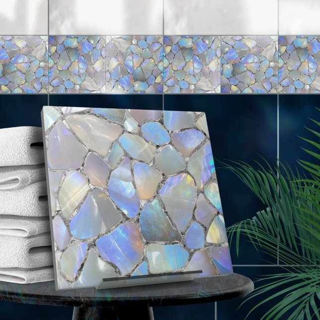 Moonstone och silver-Mosaic Cells Kakelplatta (Skapare uppladdad)