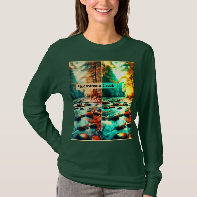 Moonstream Bäck, naturinspirerad Långärmad Shirt T Shirt (Framsida)