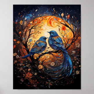 Moontända sergeant: Romantic Blue Birds Poster