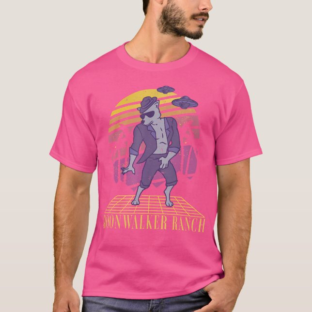 Moonwalker Ranch WereWolcing Retro Sunset Ufo T Shirt (Framsida)