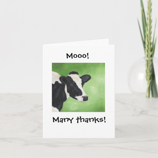 Mooo! Kotack Notecard Tack Kort (Framsida)