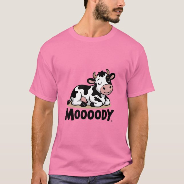 Mooody Cow Cute Cartoon Design T Shirt (Framsida)