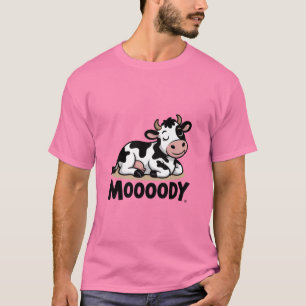 Mooody Ko Rolig Tecknad Design T Shirt