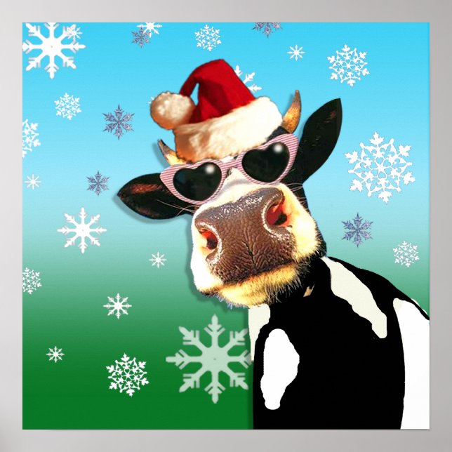 Moooootiful jul Cow Santa Hat Poster (Framsidan)