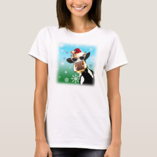 Moooootiful jul Cow Santa Hat T Shirt