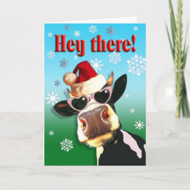 Mooootiful jul Cow Santa Hat Helgkort