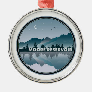 Moore Reservoir New Hampshire Reflection Julgransprydnad Metall