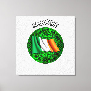 Moore Vapensköld & Celtic Knot on Shamrock Canvastryck