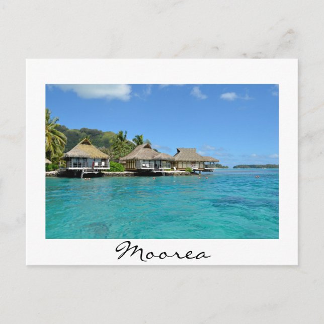 Moorea bungalows white vycard vykort (Framsida)