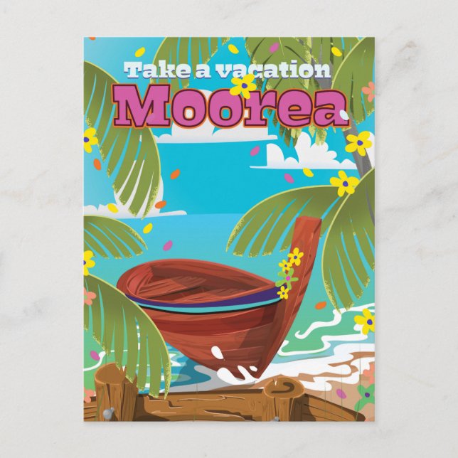 Moorea Franska Polynesien Semester reseinformation Vykort (Framsida)