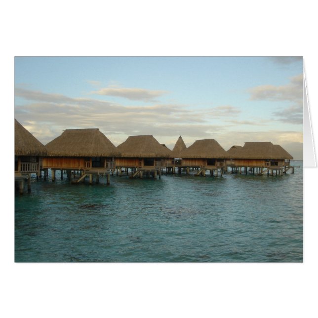 Moorea Huts i Dusk Hälsningskort (Framsidan Horizontal)