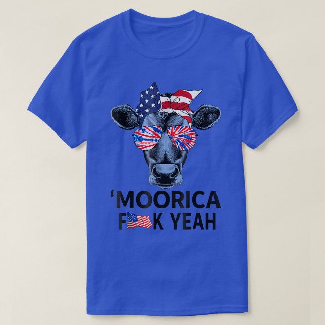 Moorica Cow 4:e juli Moo Patriotic Farmer T Shirt (Design framsida)