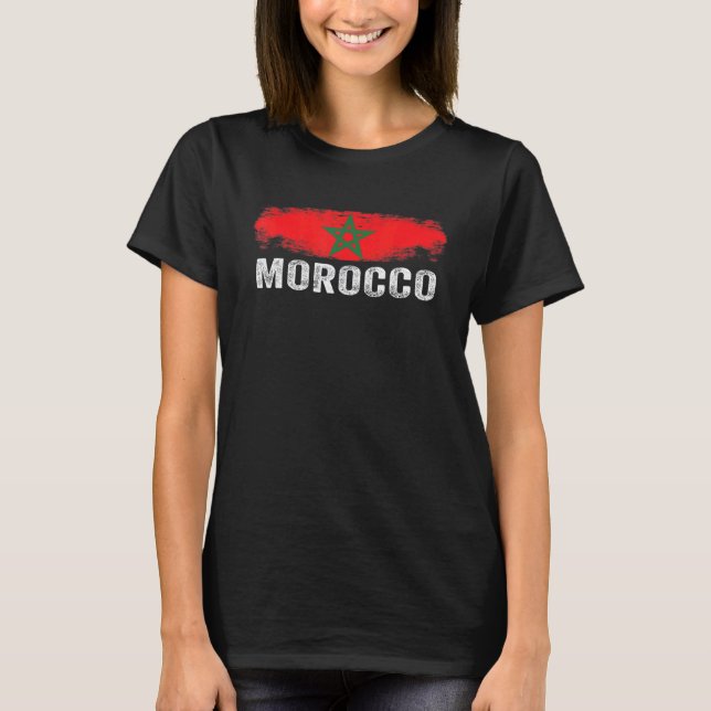 Moorish American Marocko Flagga Moroccan Supp T Shirt (Framsida)
