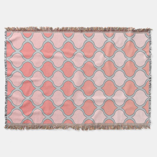 Moorish Arabesque (Rosa, koral, Grått) Filt (Framsidan)