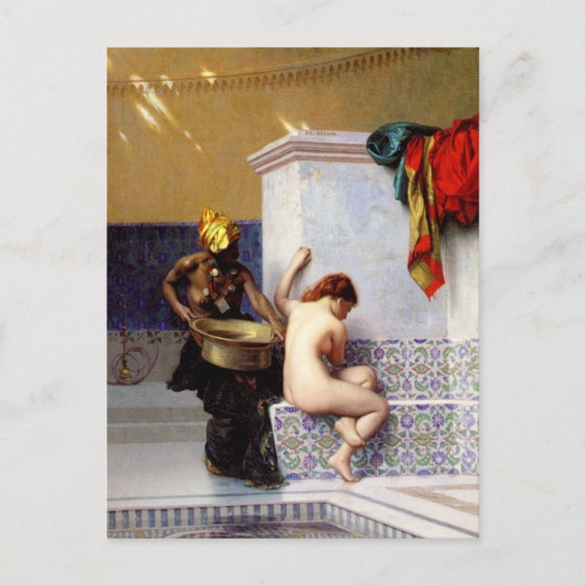 Moorish Bath av Jean-Leon Gerome Vykort (Framsida)