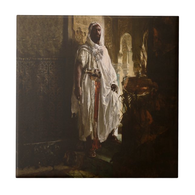 Moorish Chief African Art Painting Porträtt Kakelplatta (Framsidan)