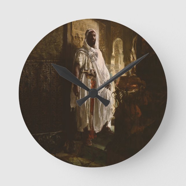 Moorish Chief African Art Painting Porträtt Rund Klocka (Framsida)