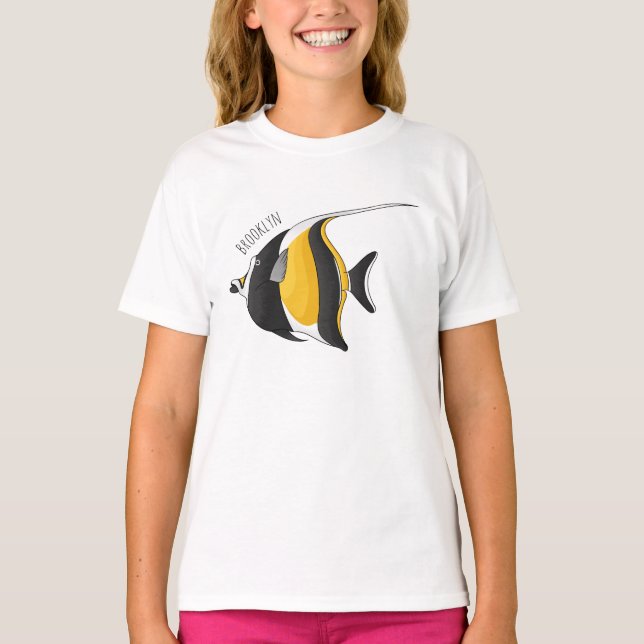 Moorish idol fish cartoon illustration  t shirt (Framsida)