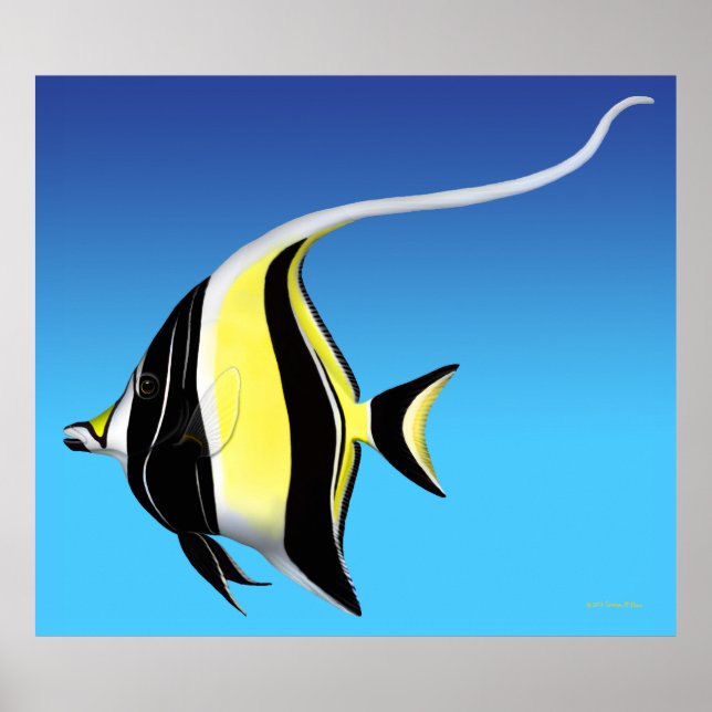 Moorish Idol Fish Deep Blue Poster (Framsidan)