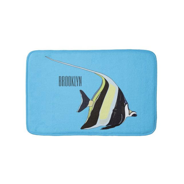 Moorish idol-fiskens tecknad badrumsmatta (Framsidan)