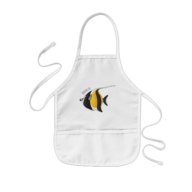 Moorish idol-fiskens tecknad barnförkläde (Framsidan)