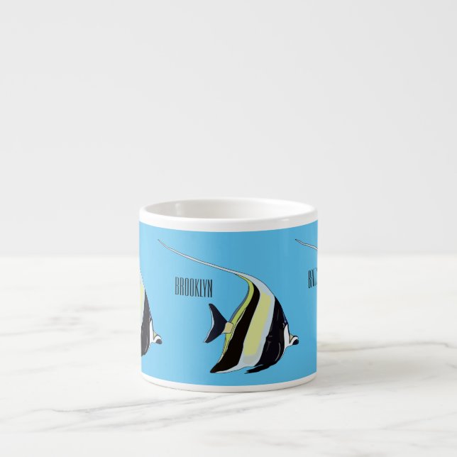 Moorish idol-fiskens tecknad espressomugg (Framsidan)