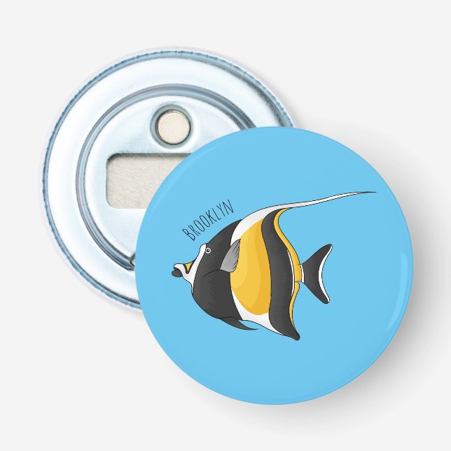 Moorish idol-fiskens tecknad flasköppnare (Framsidan)