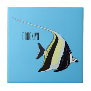 Moorish idol-fiskens tecknad kakelplatta