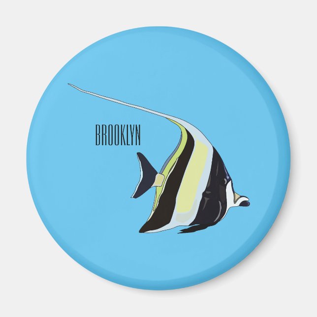 Moorish idol-fiskens tecknad magnet (Framsidan)