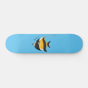 Moorish idol-fiskens tecknad mini skateboard bräda 18,5 cm