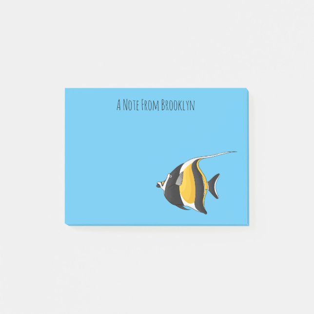 Moorish idol-fiskens tecknad post-it block (Framsida)