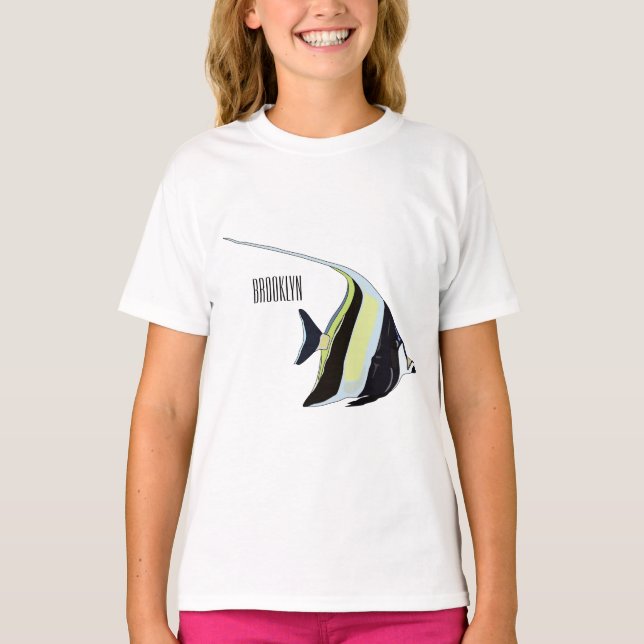 Moorish idol-fiskens tecknad t shirt (Framsida)