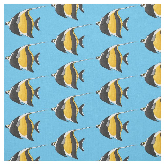 Moorish idol-fiskens tecknad tyg (Provkarta)