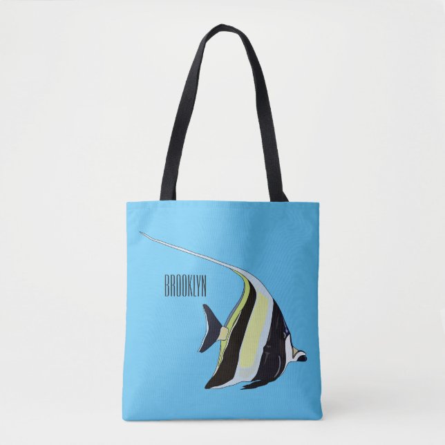 Moorish idol-fiskens tecknad tygkasse (Framsida)