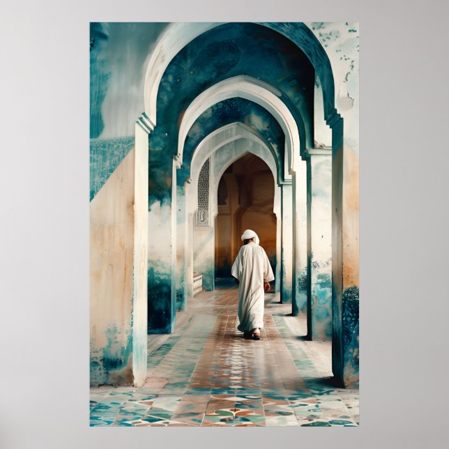 Moorish Marrakesh Blue Cream Poster (Framsidan)