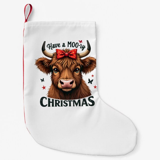 Moory Jul Cute Cow Wearing Santa Liten Julstrumpa (Framsidan)