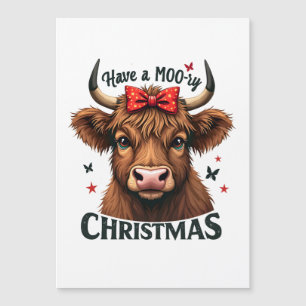 Moory Jul Cute Cow Wearing Santa Magnetisk Inbjudningskort