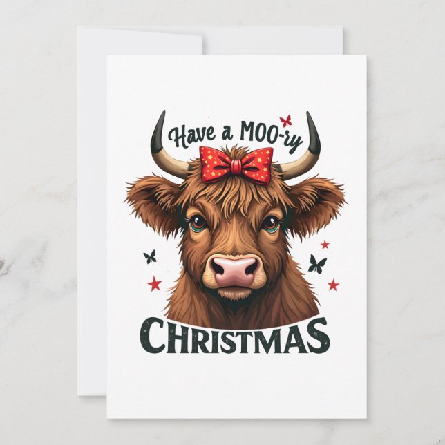 Moory Jul Cute Cow Wearing Santa Spara Datumet (Framsida)