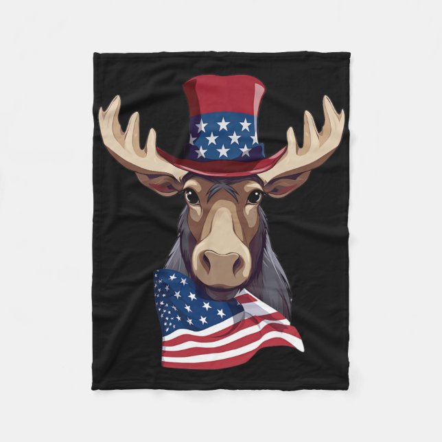 Moos med Patriotic USA flagga American Independenc Fleecefilt (Framsidan)