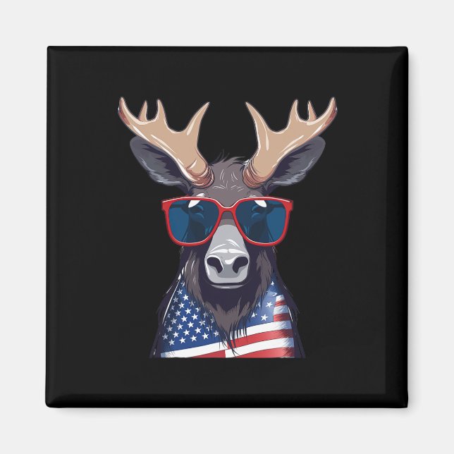 Moos med Patriotic USA flagga American Independenc Magnet (Framsidan)