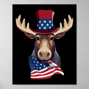Moos med Patriotic USA flagga American Independenc Poster