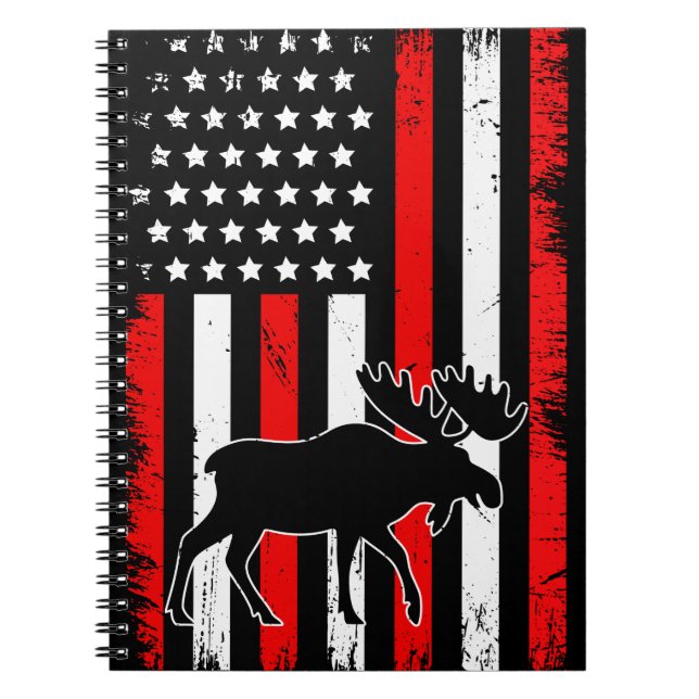 Moose American Flagga Anteckningsbok (Framsidan)