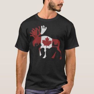 Moose Animal Canadian Flagga Maple Löv Canada Pull T Shirt