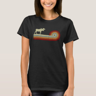 Moose Animal Manar Women Retro Stil Distress T Shirt
