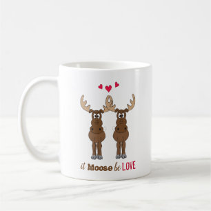Moose är Kärlek Alla hjärtans dag Cute Funny Kaffemugg