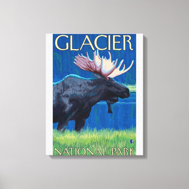 Moose at Night - Glacier National Park, MT Canvastryck (Framsida)