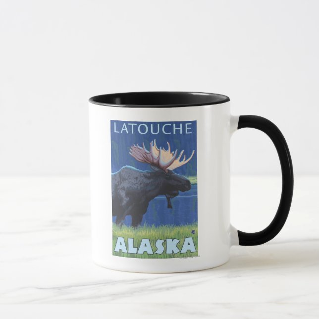 Moose at Night - Latouche, Alaska Mugg (Höger)